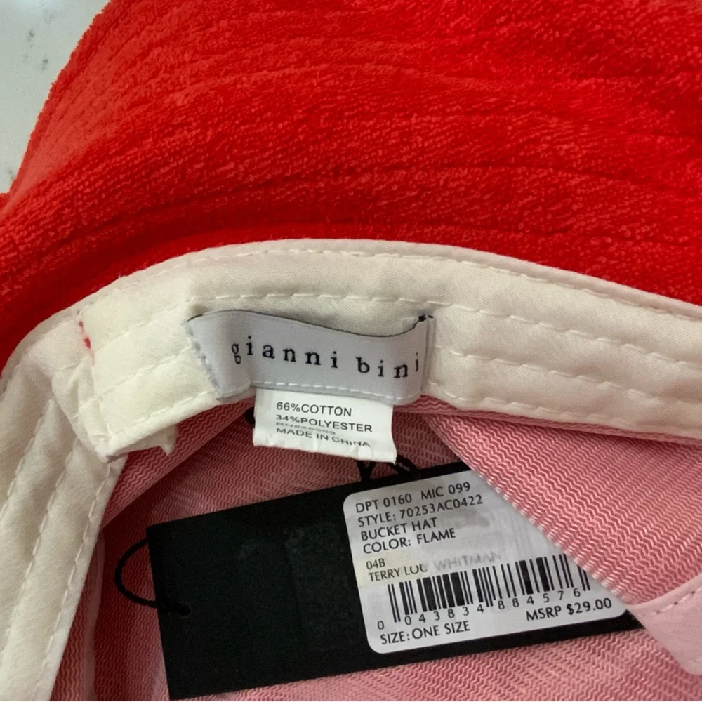 Gianni Bini Terry Cloth Bucket Hat Red New With Tags
